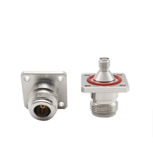 N female to SMA female four-hole square plate flange waterproof fixed panel RF Coaxial Adapter Connectors