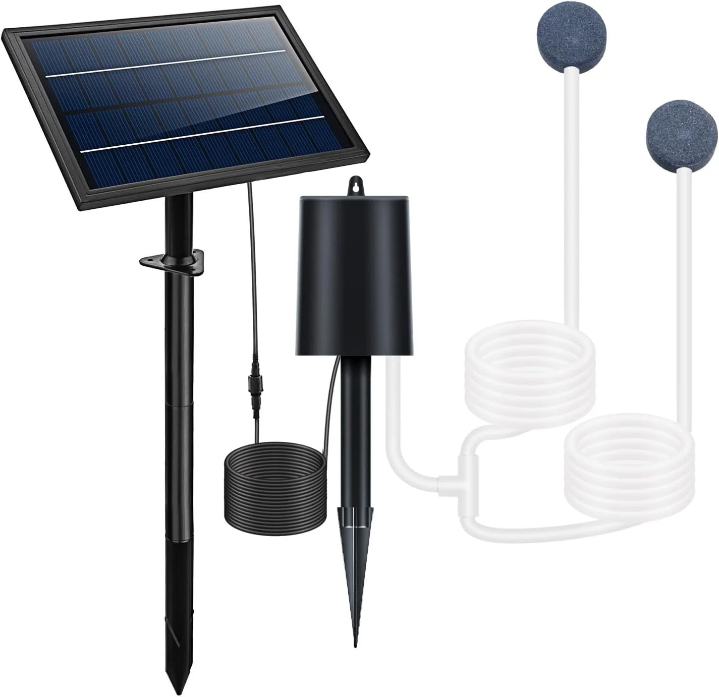 

8W Solar Air Pump Kit With Air Hose And Bubble Stones 3 Working Modes Pond Aerator Bubble Oxygenator