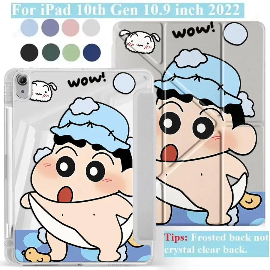 

Чехол-подставка C-Crayon S-Shinchan Funny Y-Fold для планшетов iPad Pro 2025, Air 4, 5, M3, M2, 1, 2, M4, 11 дюймов, Pro 11-го, 10-го, 9-го, 8-го поколений