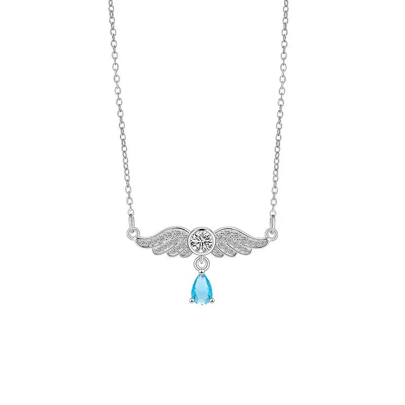 Женская цепочка с подвеской в виде капли воды, серебро 925 пробы