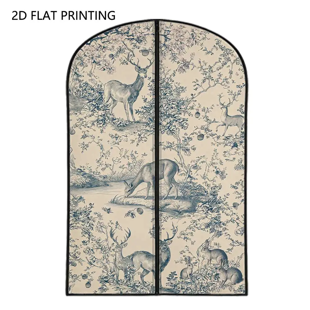 1pc Forest Deer Compressed Dust Cover Clothes Compression Hanging Storage Bag Household Wardrobe Organizer
