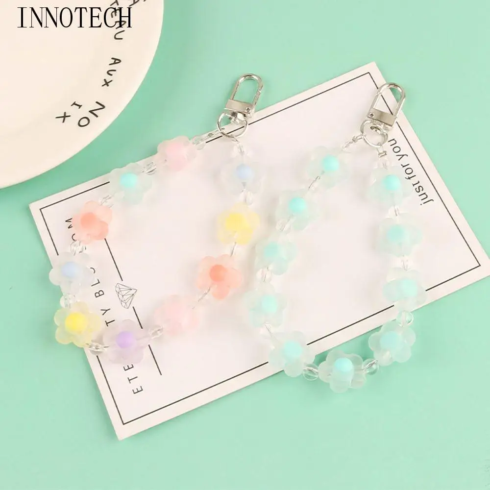 Bag Decor Keyring Bracelet Bag Pendant Smart Phone Rope Candy Color Flower Phone Charm Lanyards Mobile Phone Strap