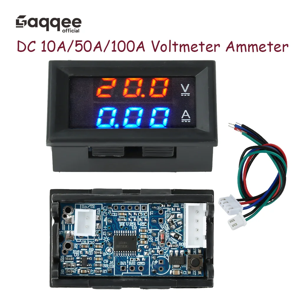 H28UI5 DC 4-28V 0.28 Inch Voltmeter Ammeter LED Dual Digital Volt Meter Gauge LED Display Meter Indicator DC 0-300V 10/50/100A ﻿