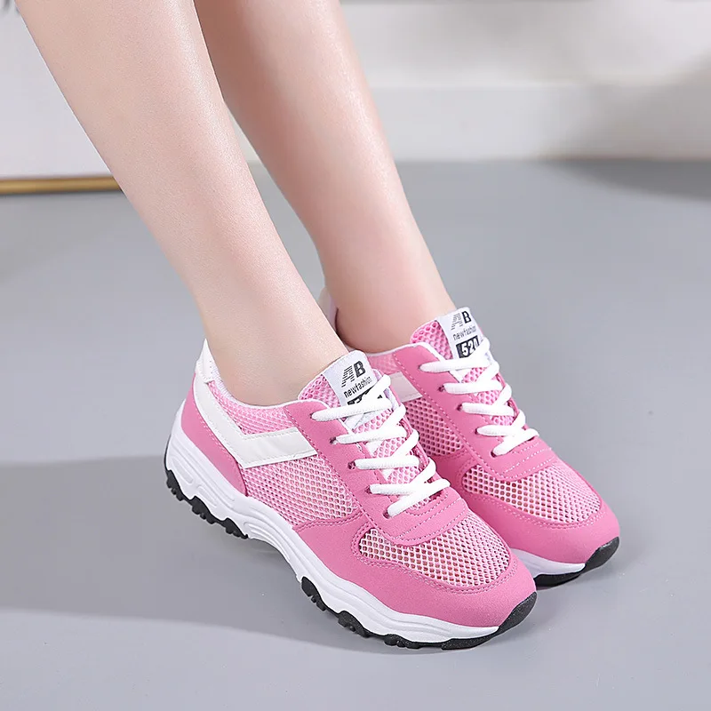 Mesh Breathable White Shoes for Women Vulcanized Shoes Wedge Running Shoes Casual Air Cushion Korean Versatile Student Sports