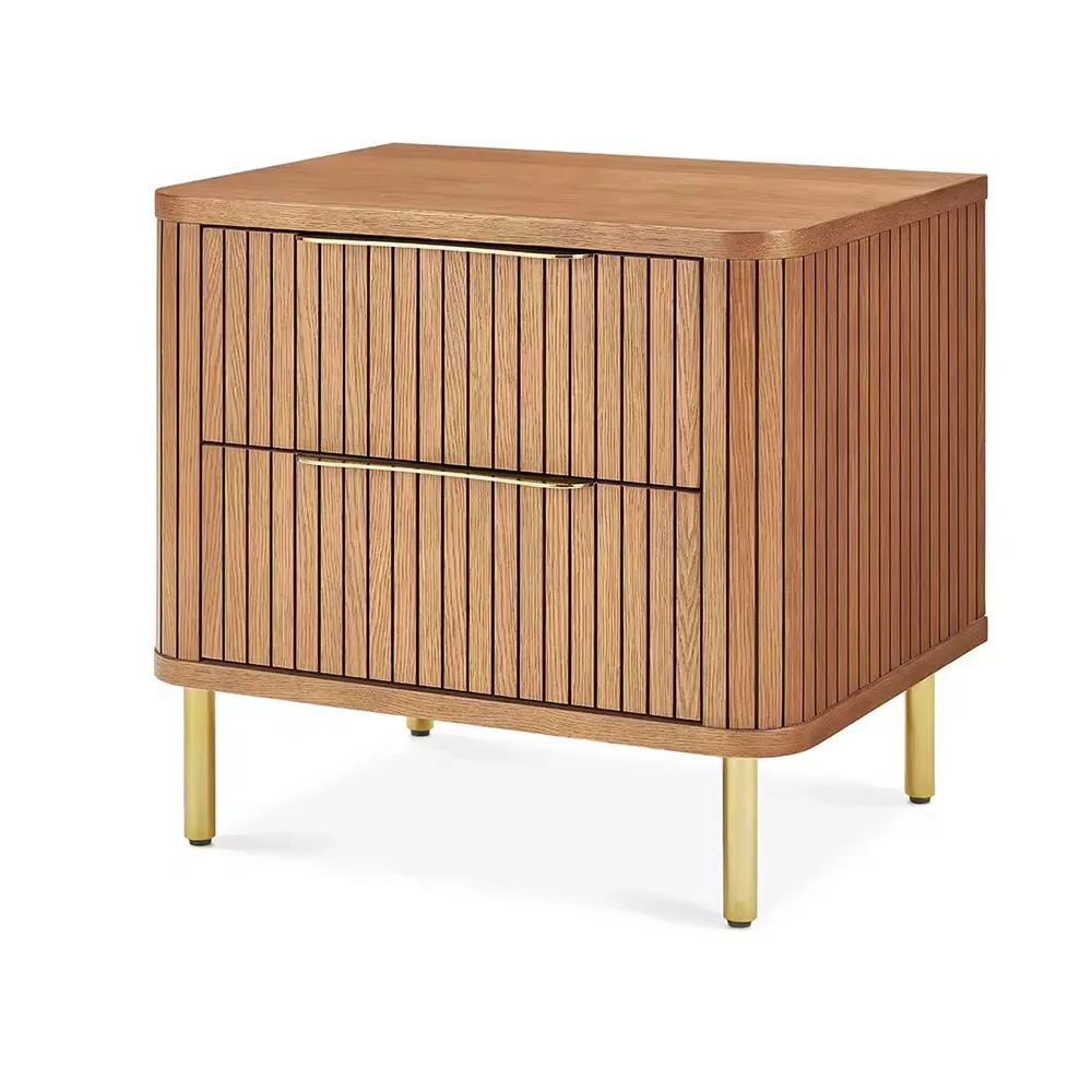^Medieval Luxury Bedroom Solid Wood Nightstand with Wooden Grooves, Customizable for Bedroom Nightstands