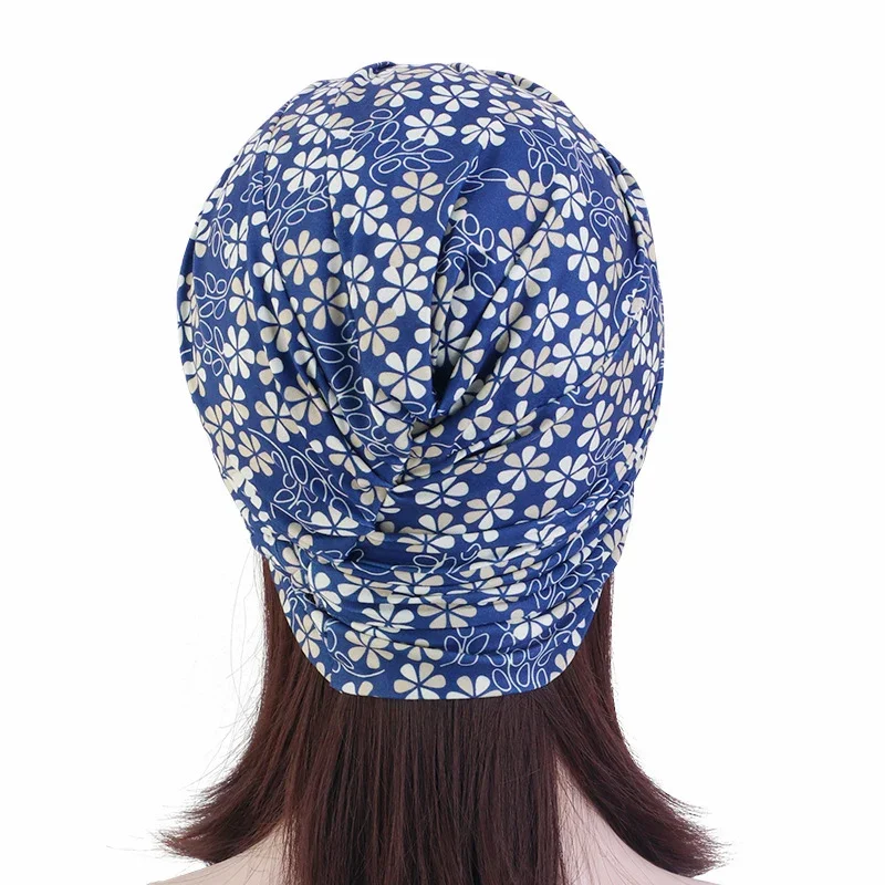 Gorro de quimio con estampado para mujer musulmana india, turbante trenzado, gorro Hijab, gorro para la pérdida de cabello, pañuelo étnico bohemio, cubierta envolvente