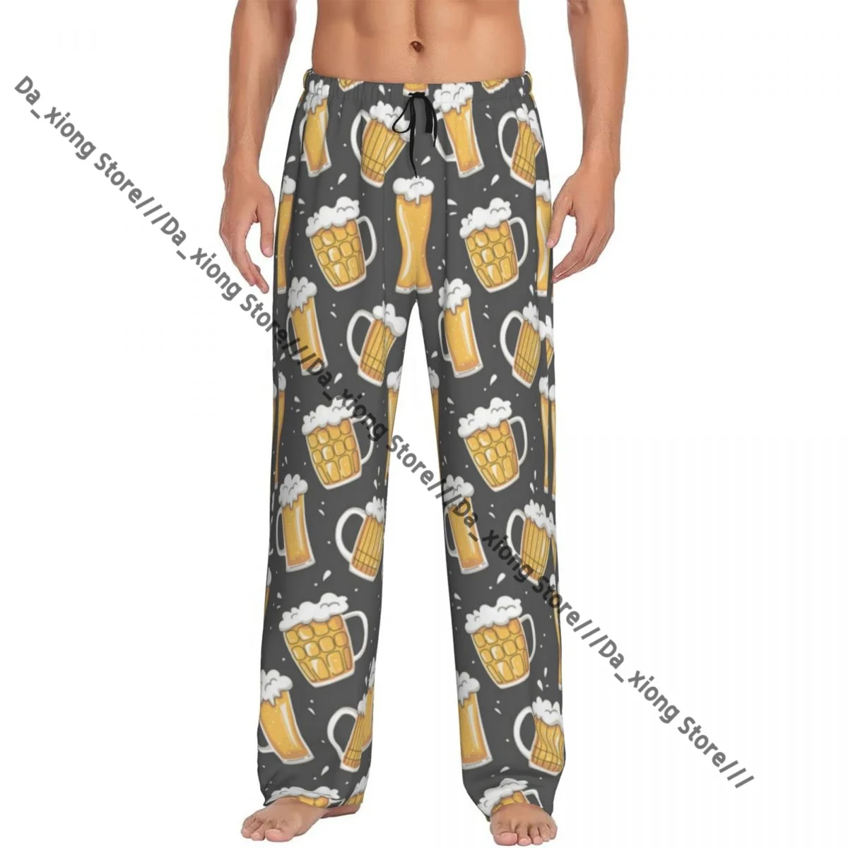

Men Sleep Bottoms Male Lounge Trousers Men's Different Glass Mugs Of Beer Pajama Pants