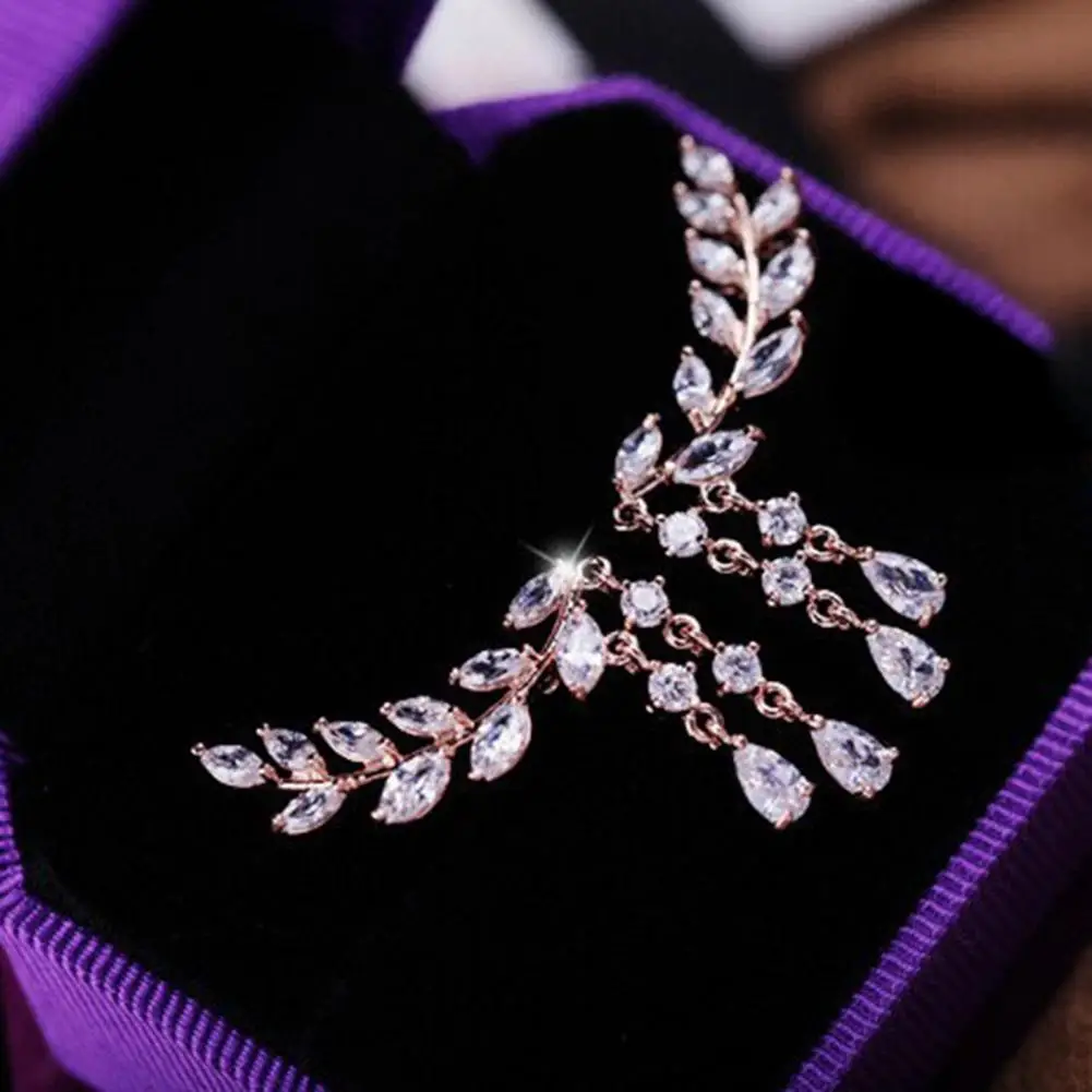 Tassel Drop Earrings, with Leaf Branch Design, Silver Rose Gold Comfortable Wear Earrings, Versatile Durable Jewelry for Women