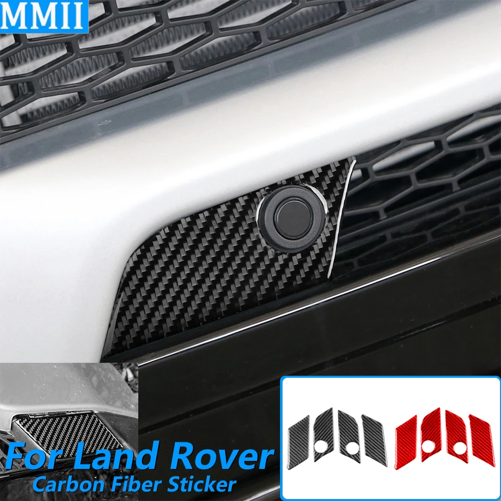 

Для Land Rover Range Rover Evoque 2012-2015: накладка на передний бампер из карбона для радарной панели, декоративная наклейка, аксессуар для автомобиля
