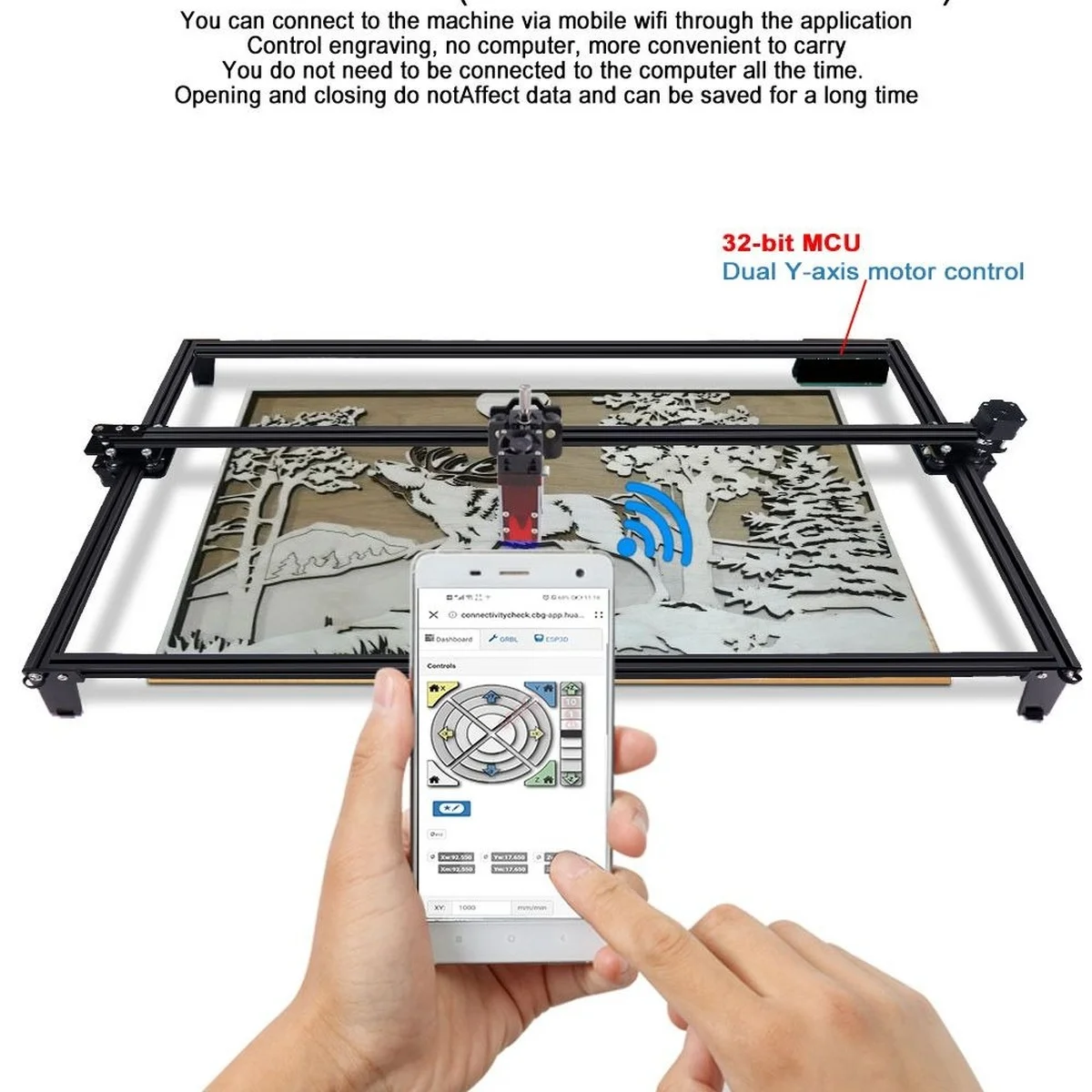 ZBAITU Large Area 81X46cm Laser Engraver Wood Cutting Machine DIY Logo Remark With   20W Laser Head Air Pump Aassisted