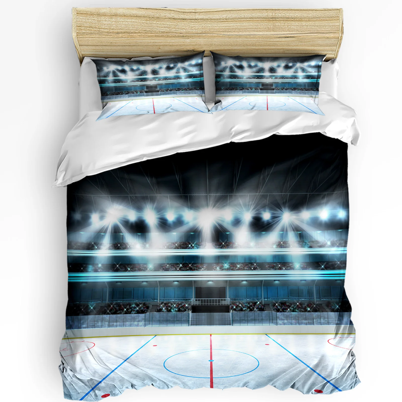 3pcs Bedding Set Ice Hockey Playing Field Home Textile Duvet Cover Pillow Case Boy Kid Teen Girl Bedding Covers Set