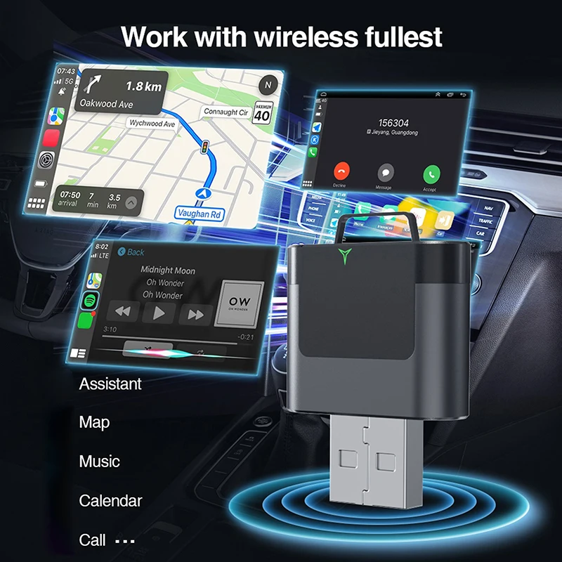محول Carplay اللاسلكي 2in1 صندوق AI ذكي سلكي إلى Carplay اللاسلكي Android Auto Plug والتشغيل لبنز كيا VW مازدا