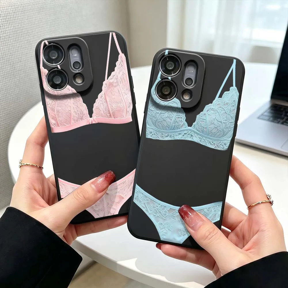 Luxury Lace Lingerie For OPPO Find X5 X6 X8 X9 Ultra Lite Reno15 Reno14 Reno13 Reno12 F Pro Max 5G Black Phone Case