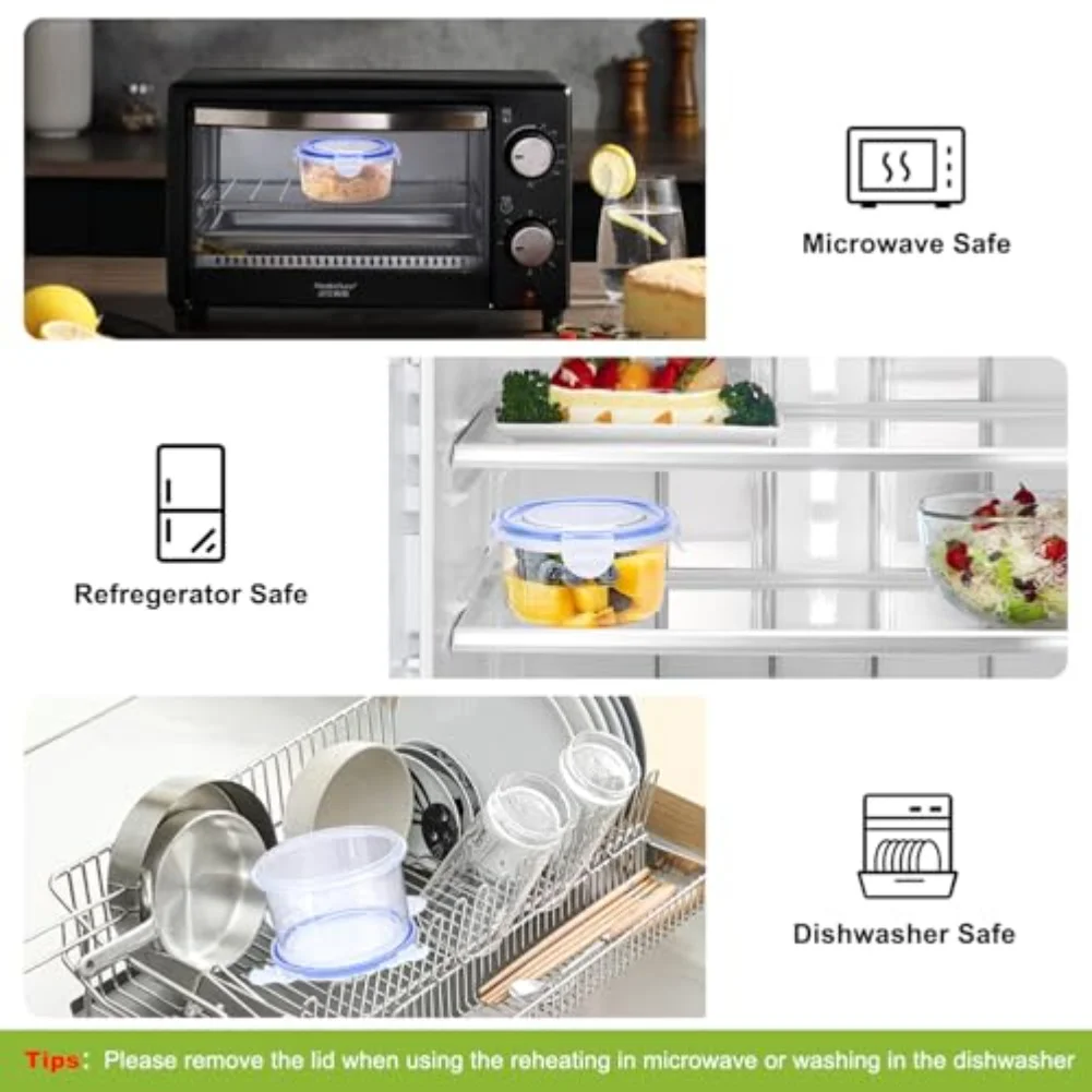 Transparent Plastic Meal Prep Boxes Meal Prep Containers Four-sided Snap Closure Thickened Transparent Plastic