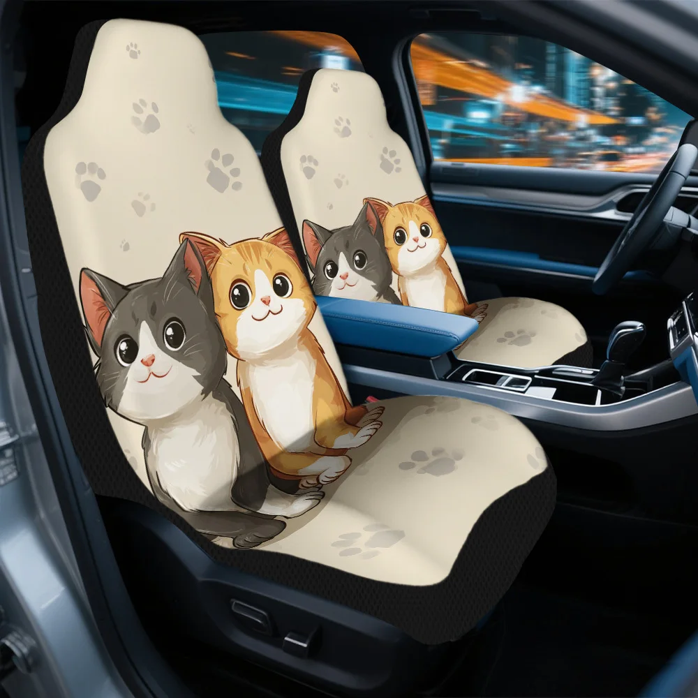 2pcs Cute Cat Themed Seat Cover Set – Fit, High-Quality Durable Front Seat Covers, Stylish Design For Men And Women, Fits Most