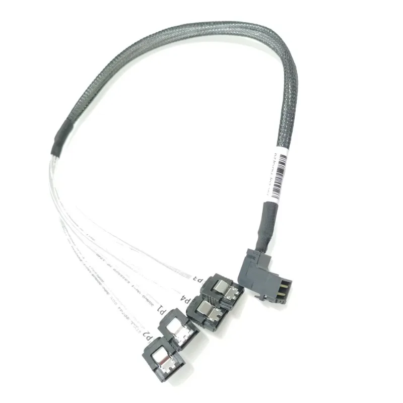 

90 Degree Down Right Angled 12Gb/s HD Mini SAS SFF-8643 to 4 x SATA Hard Drive Data Server Transmission Line Cable 50CM