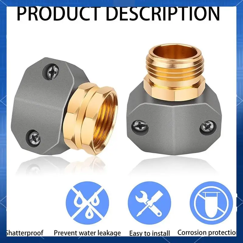 

Male And Female Garden Hose End Set(2Pcs), Suitable For 3/4 Inch And 5/8 Inch Hose Repair Kits