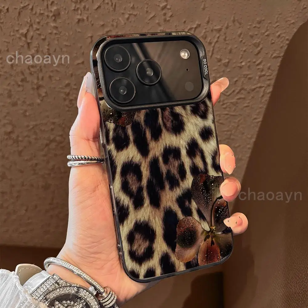 

Leopard-print flowers Phone Case case for iPhone17 16 15 14 13 12 11 Pro/ Max/Plus shock-proof rear cover anti-fingerprint