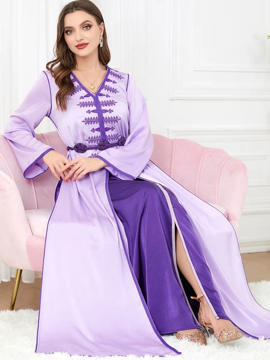 Dubai Arab Muslim Dress Abayas for Women 2 Piece Set Musulman Caftan Marocain Ramadan Abaya Kaftan Vestidos Dubai Jalabiya Suit