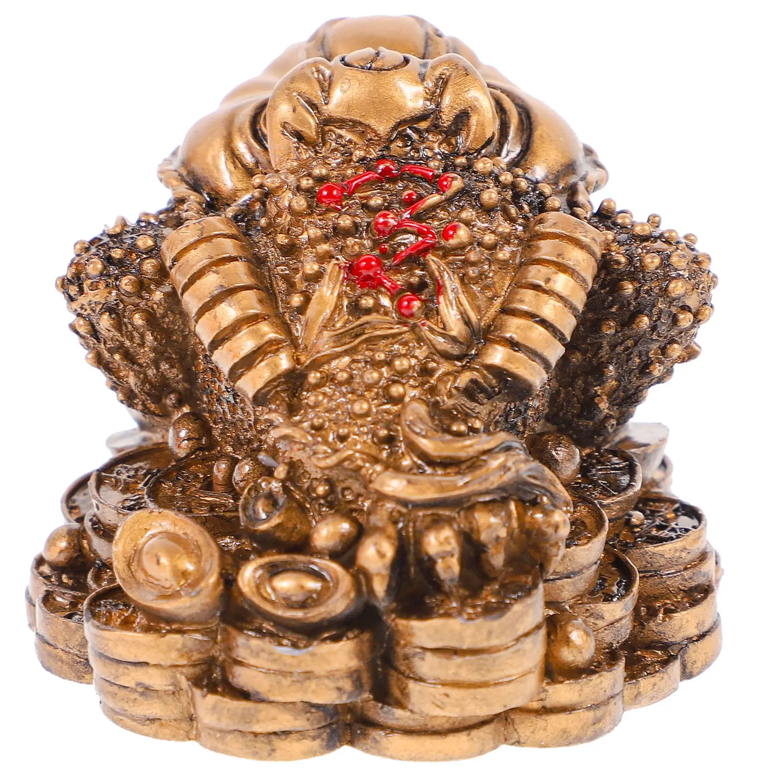 Resin Wealth Toad Statue Bronze Finish Vivid Lucky Feng Shui Home Decor Office Tabletop Ornament for Living Room Bedroom