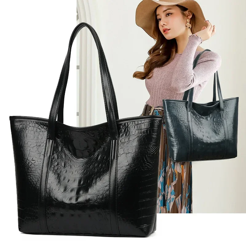 

TRAVEASY Brand 2025 Fashion PU Leather Large Capacity Zipper Tote Bags Women Casual Solid Color Square Vintage Female Hand Bags