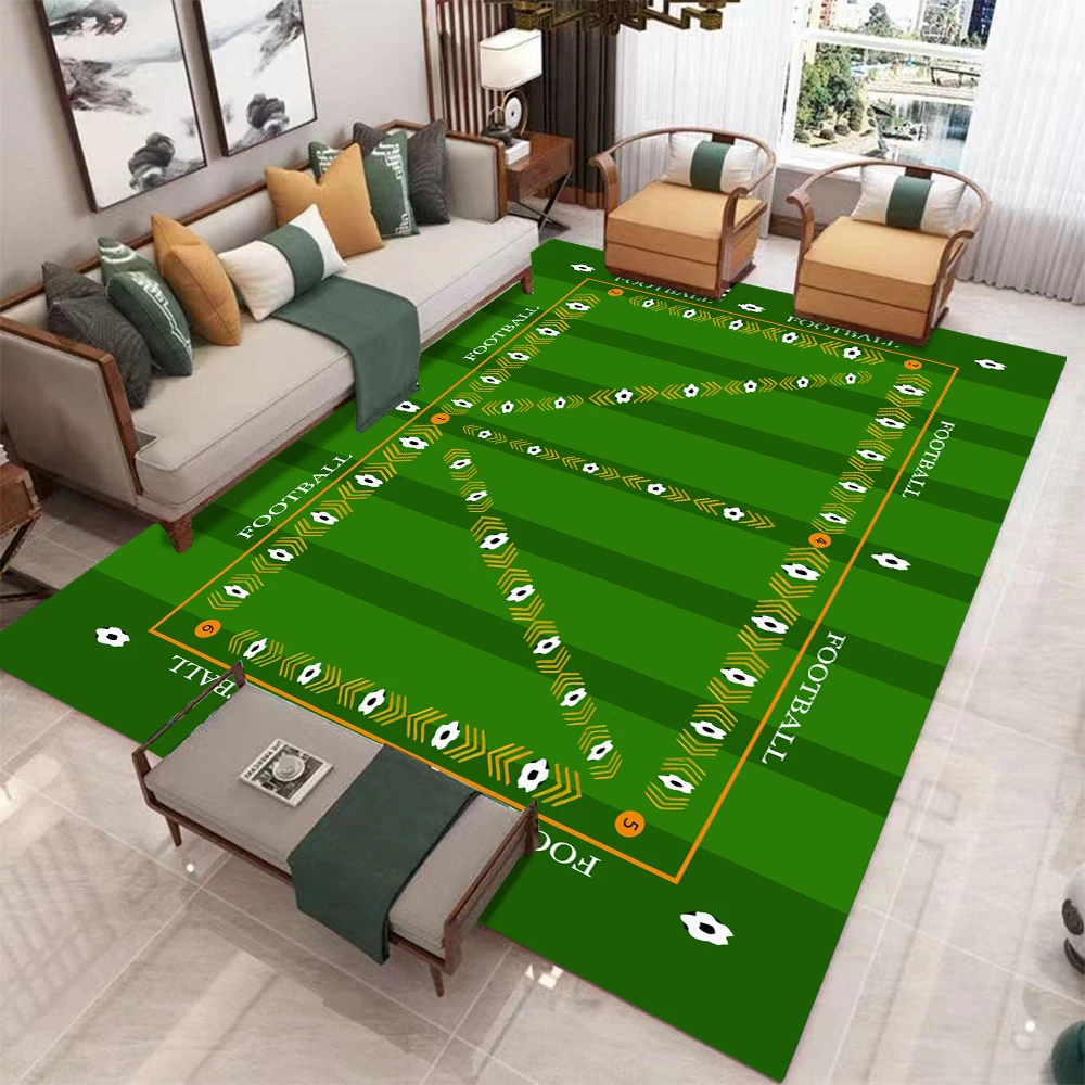 Interactive Soccer Field Kids Play Rug Realistic Grass Texture NonSlip Sports Theme Carpet for Playroom Kids  Active Play Space