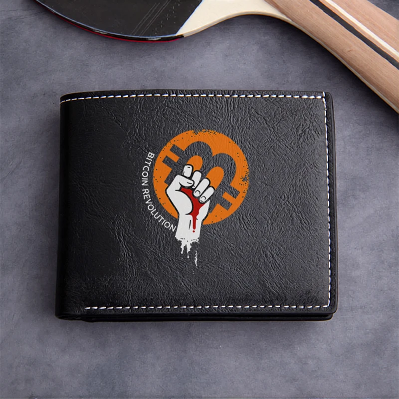 BITCOIN REVOLUTION PU LEATHER MEN'S WALLET SLIM LIGHTWEIGHT DURABLE DESIGN WITH ICONIC FIST LOGO PREMIUM BUSINESS STYLE