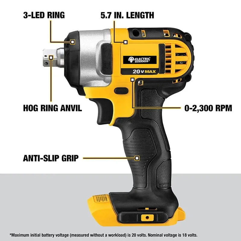 Electric Goddess DCF880 Cordless Impact Wrench 20V Original 2300RPM Rechargeable 13MM Electric Lithium Battery Wrench 203Nm Tool