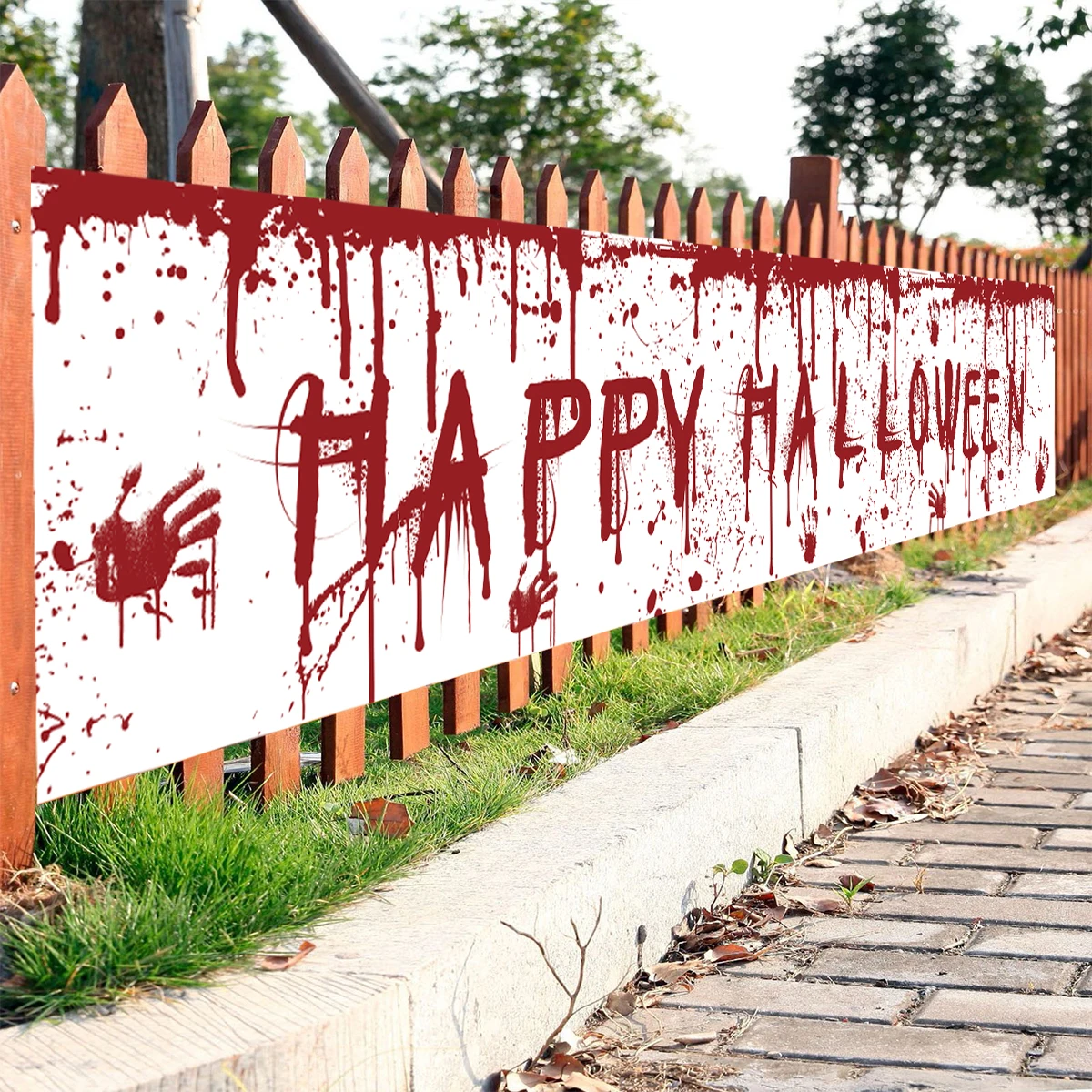 

Happy Halloween Banners Yard Sign Banner for Outdoor Indoor Scary Halloween Background Party Supplies Fence Banners Decoration