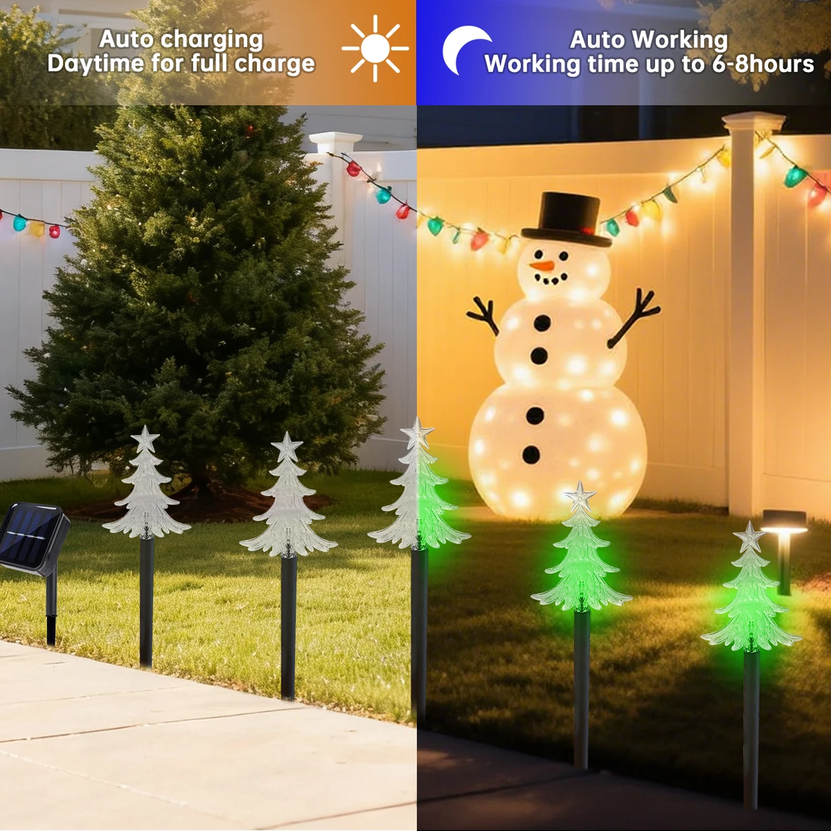 5 قطعة تعمل بالطاقة الشمسية أضواء مسار عيد الميلاد 8 طرق أضواء شجرة عيد الميلاد LED حديقة حصة أضواء للممشى ساحة الحديقة تزيين في العطلة