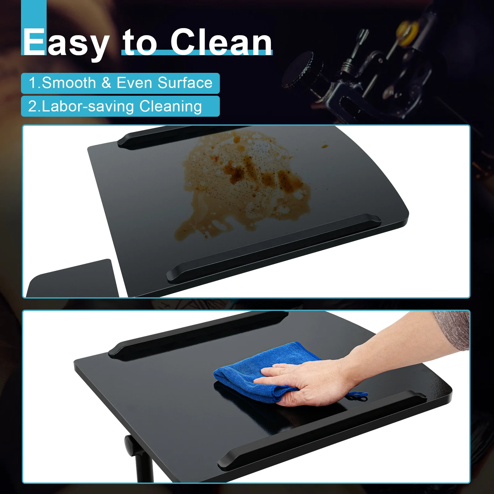 Portable Tattoo Workstation with Adjustable Table Dual Surface Design Iron and High-Density Board Impact-Resistant