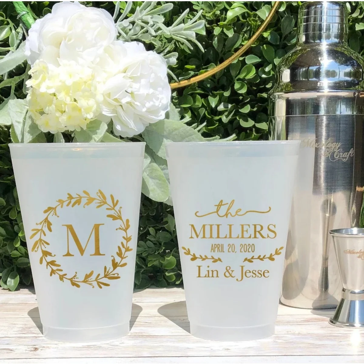 

10pcs Custom Frosted Wedding Cups, 5oz, 8oz, 9oz, 10oz, 12oz, 14oz, 16oz, 20oz, 24oz / Personalized Cups, Party Cups, Party Deco