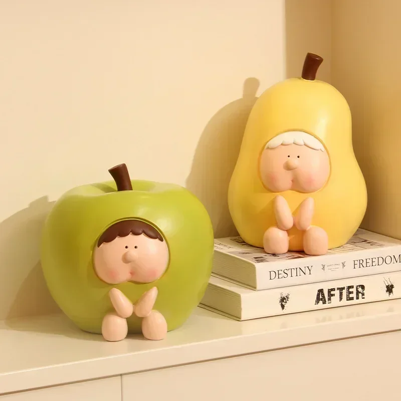 

Creative Apple Pear Resin Sculpture Piggy Bank Home Decoration Accessories Kawaii Children's Room Piggy Bank Desktop Room Decor