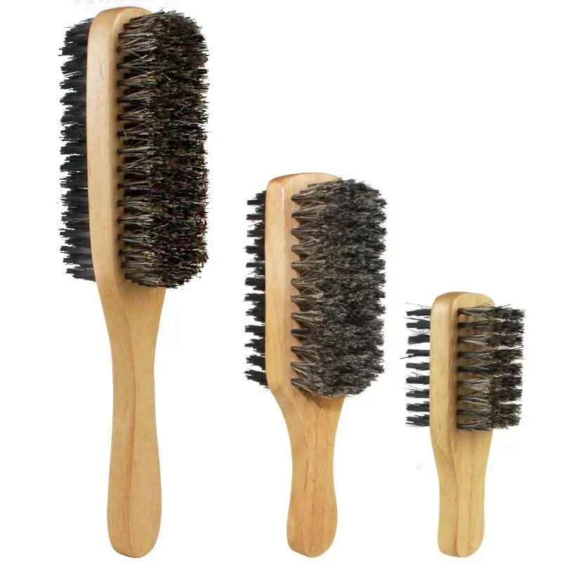 Cepillo de pelo de cerdas de jabalí para hombre, cepillo ondulado de madera Natural para hombre, cepillo de pelo de barba para cabello corto, largo, grueso, rizado y ondulado
