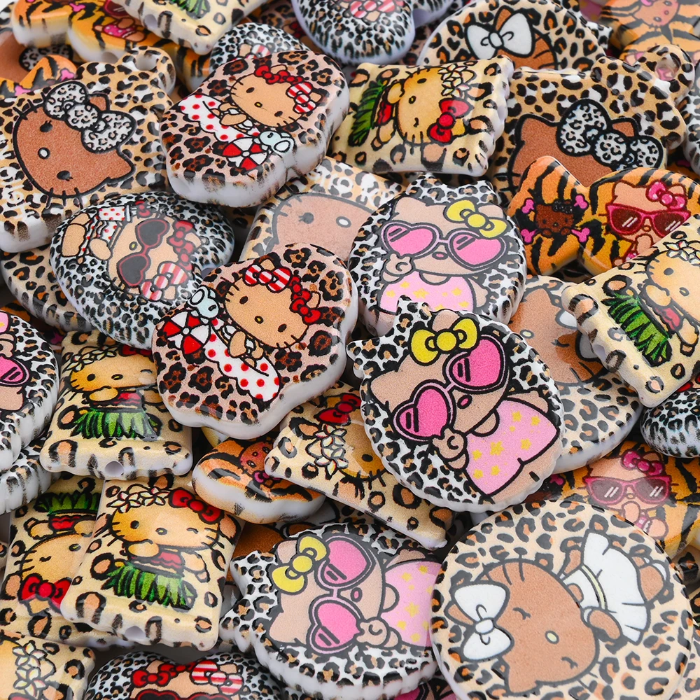 20 шт. Sanlio Hello Kitty полимерные бусины с принтом, смешанные в различных формах для детской кровати, звонная подвеска, цепочки для соски, изготовление поделок