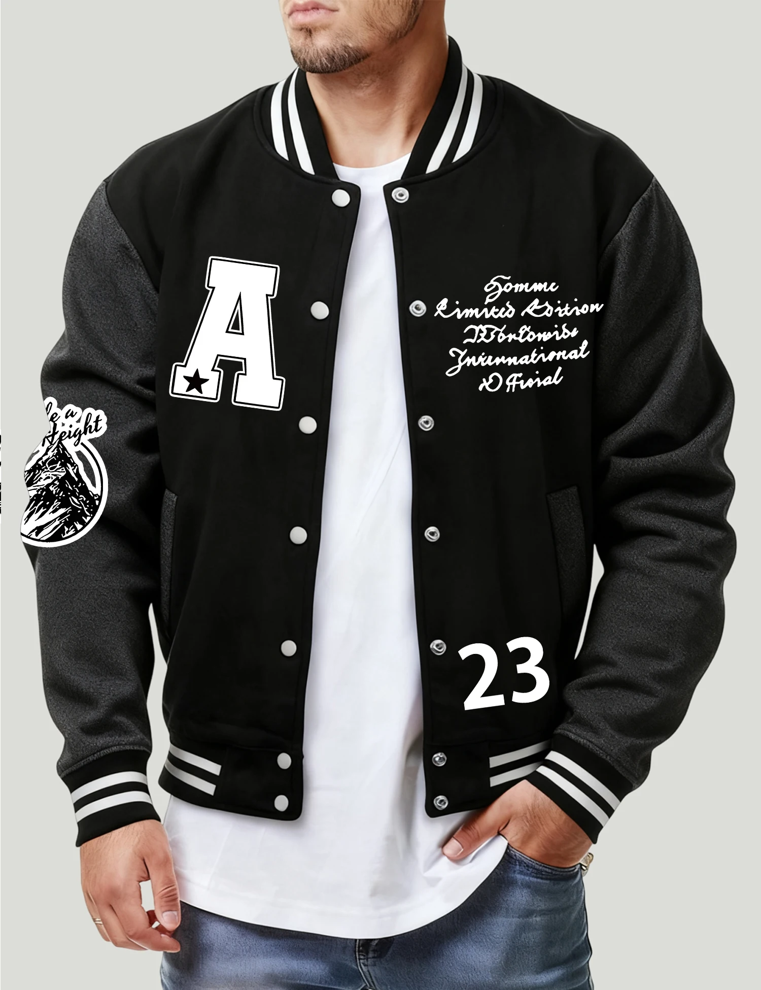 

Пейзажные буквы и цифры 23, мужская куртка, уличная повседневная мужская одежда, модный флисовый свободный бейсбольный трикотаж, повседневная одежда унисекс