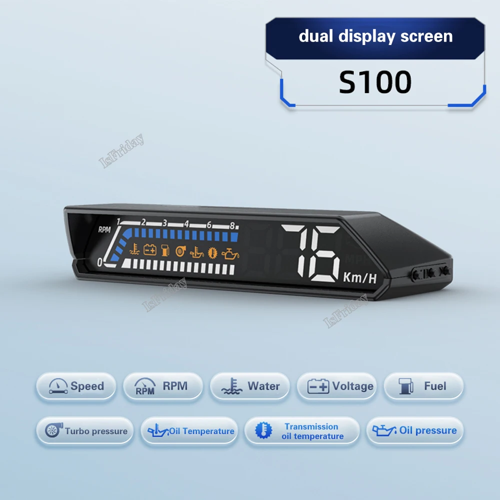 

Автомобильный дисплей на лобовое стекло HUD, автомобильный прибор OBD2 для вождения, спидометр температуры, дисплей на лобовое стекло, автомобильная электроника, аксессуары