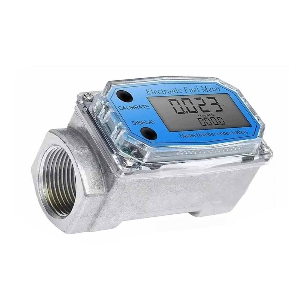 1 Inch Turbines FlowMeter LCD Digital Flowmeter 10-100LPM ±1% Accuracy for Diesel Gasoline Kerosene Methanol Water