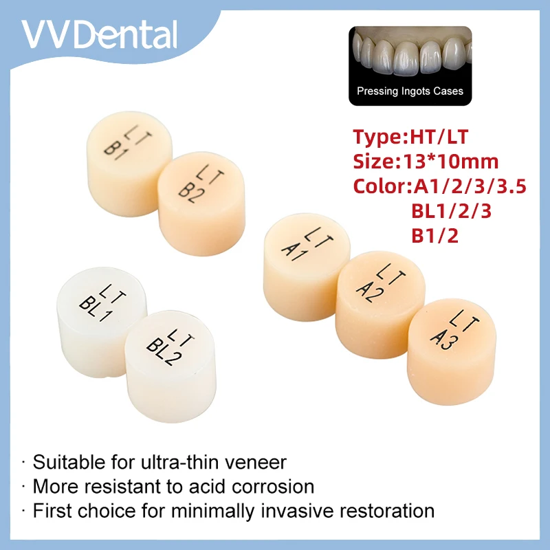 10pcs/Box Dental Press Glass Ceramic Blocks Lithium Disilicate HT/LT 420MPA Press Ingots Ceramic Veneer Inlay Dentist Materials