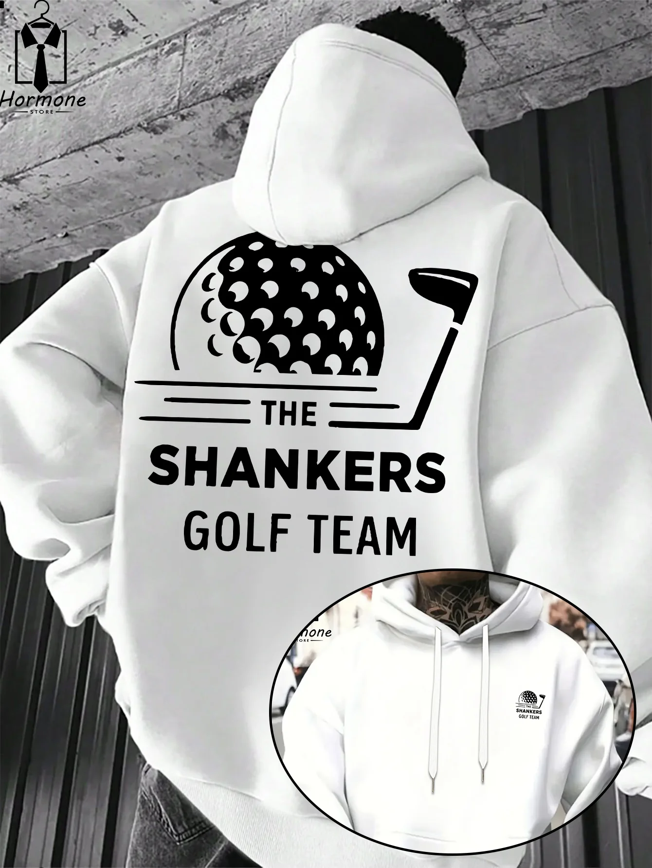 Shankers Golf Gray Hooded Sweatshirt for Men - Trendy Sporty Fall/Winter Fashion Comfortable Top for Dressed Up or Casual Wear