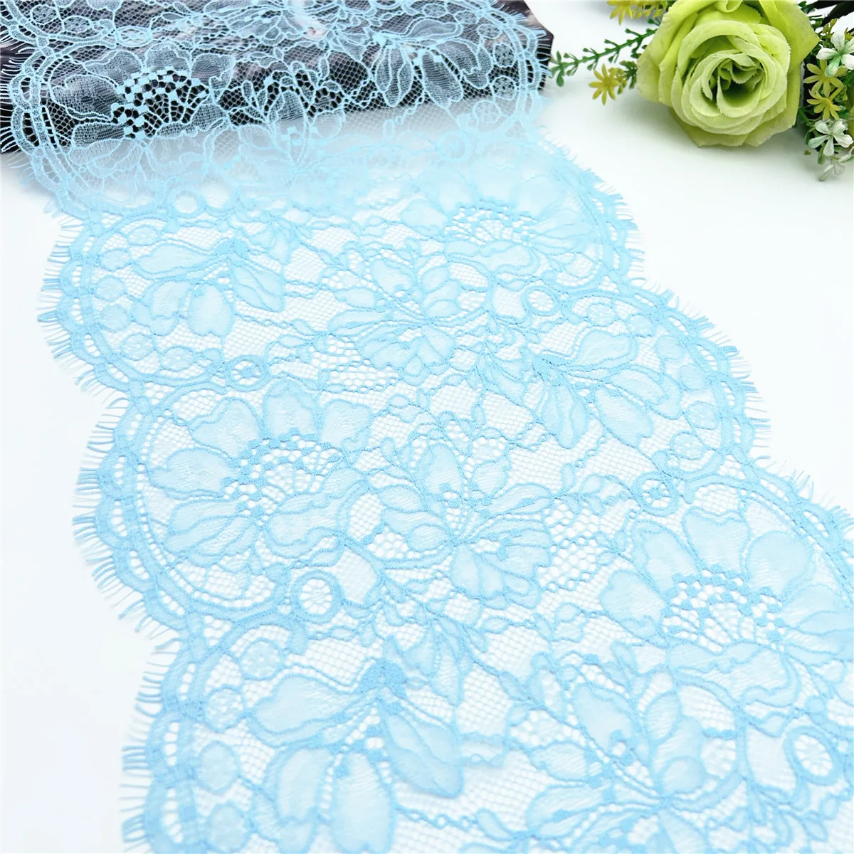 3y/lot Width 9 inch 23cm Sky Blue Underwear Lace Eyelash Trim Lingerie Sewing Craft DIY Apparel Fabric Bra Lace Non-Elastic