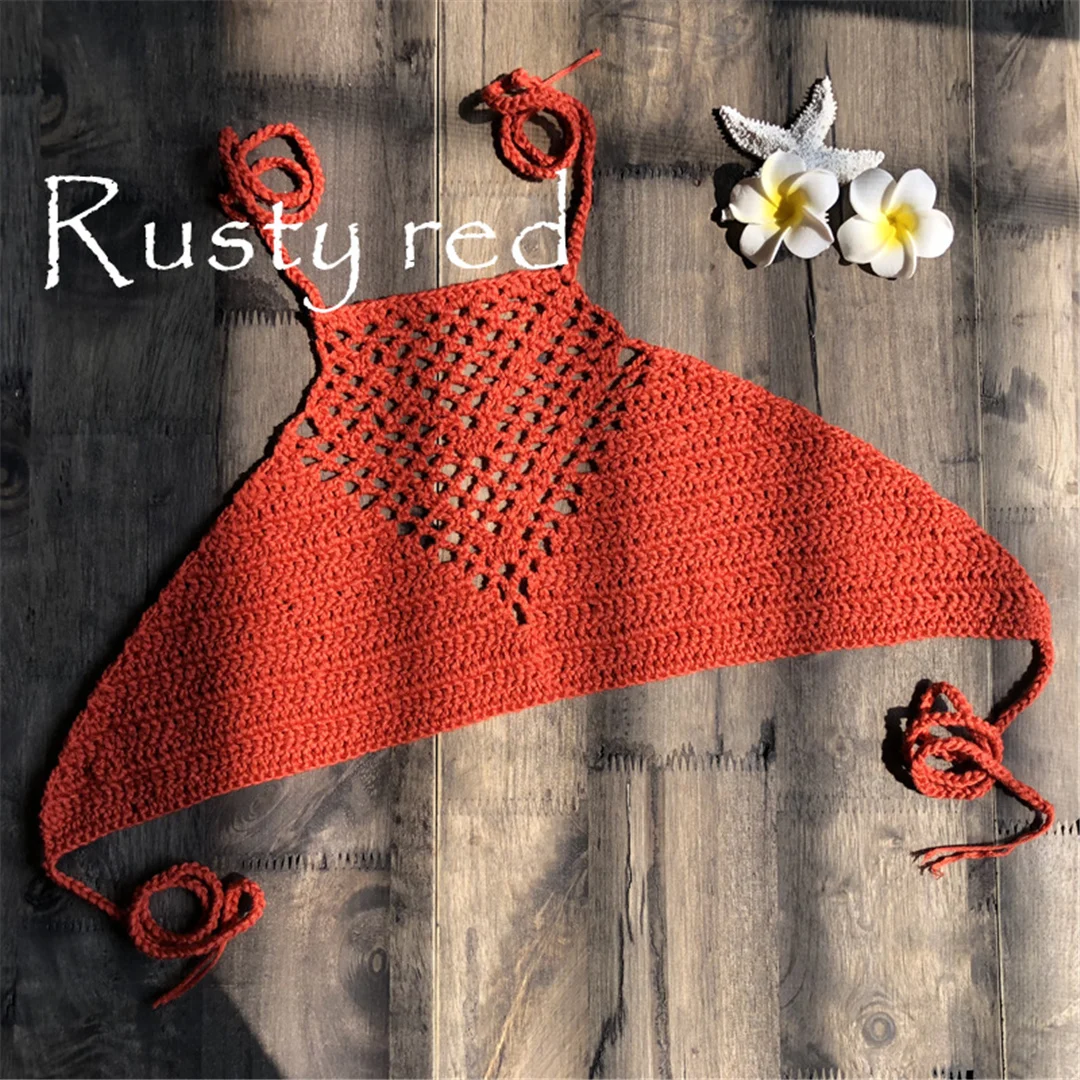 6 Farben Häkel-Strick-Bikini-Oberteil mit Neckholder, Damen-Badeanzug, Badebekleidung, Badeoberteil, Badeanzug, ausgeschnittenes Strand-Oberteil V4192 – Detail 18