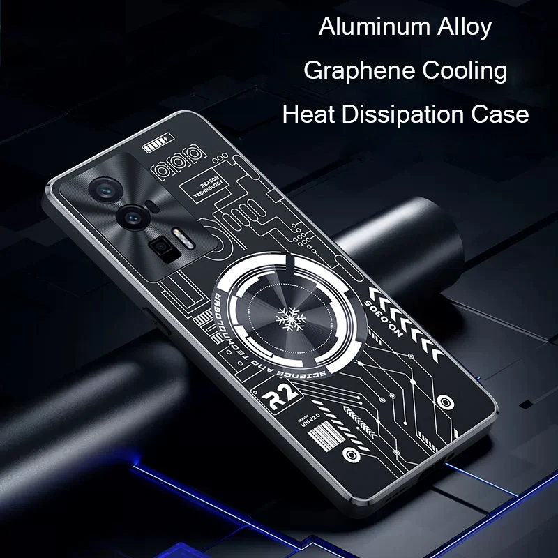 

Aluminum Alloy Heat Dissipation Case for POCO F5 Pro 5G F3 Pro F4 GT Cases Graphene Cooling Red Copper Metal Cover Funda Casing