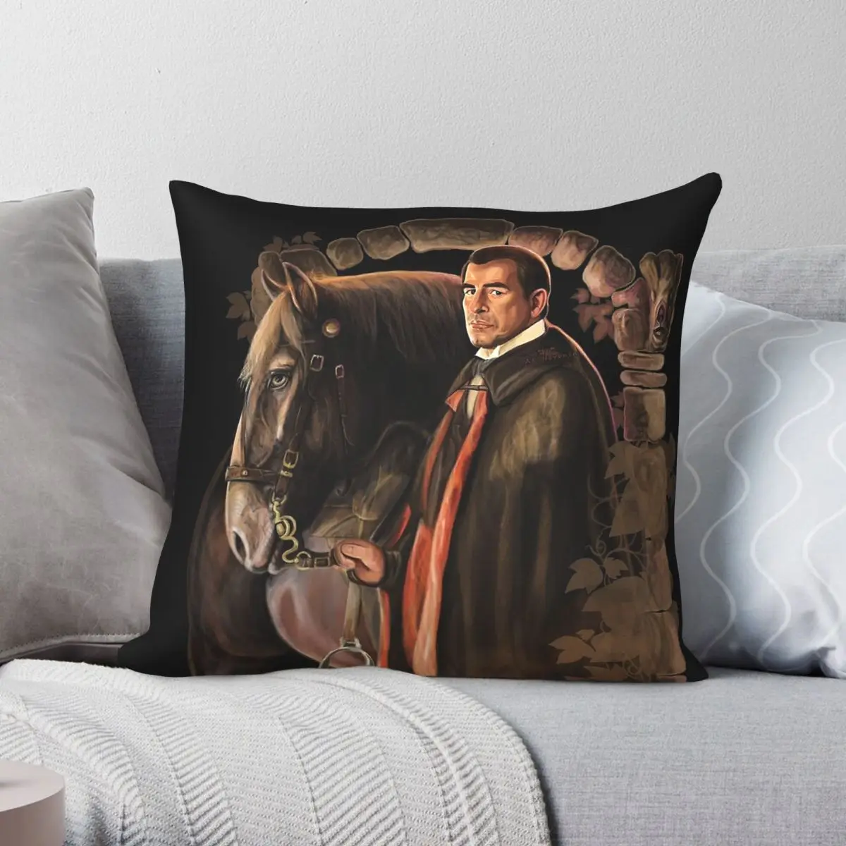 Claes Bang Dracula Pillowcase Polyester Linen Velvet Pattern Zip Decorative Home Cushion Cover 45x45