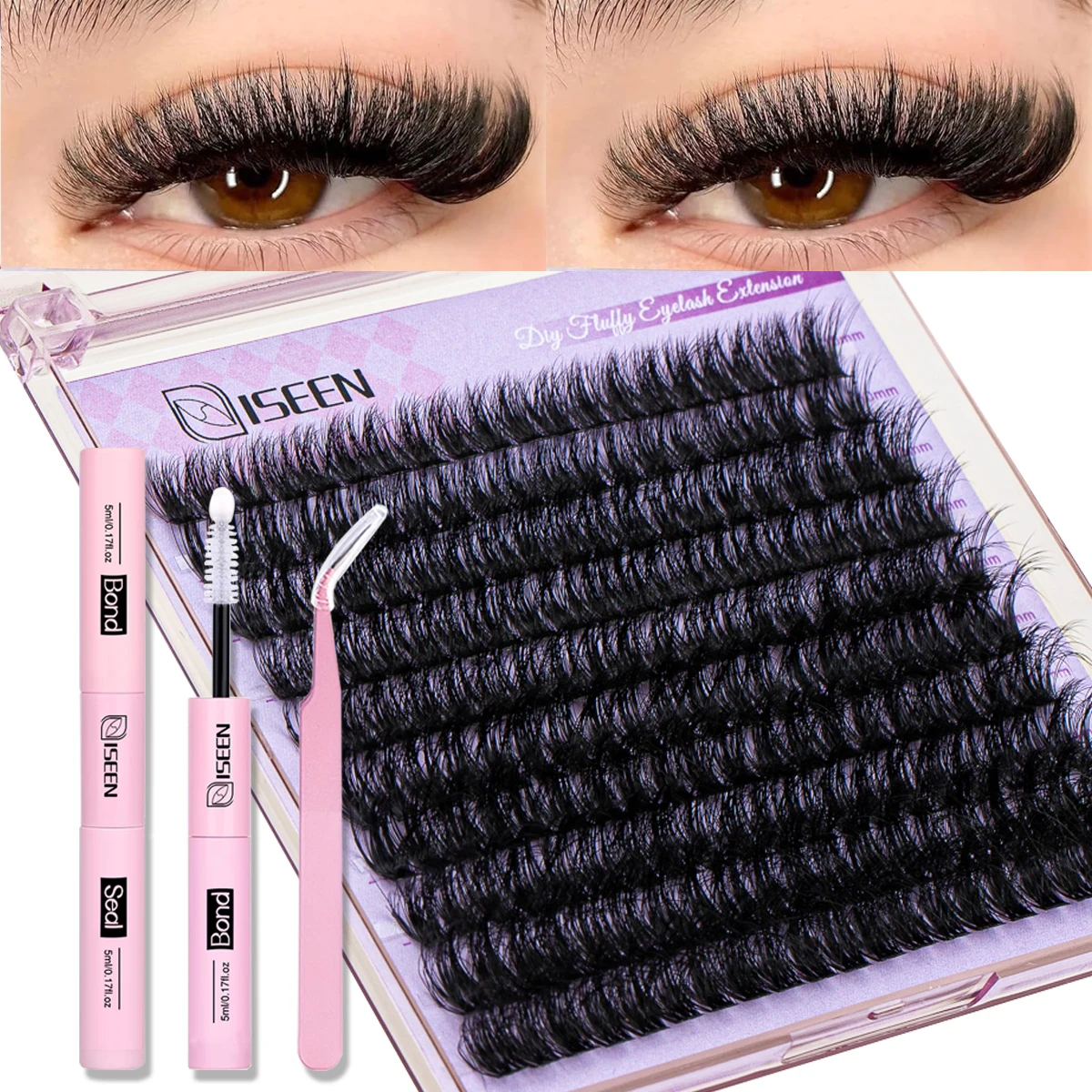 مجموعة أدوات تمديد الرموش مجموعات الرموش السميكة المنفوشة 50D80D100D مجموعة الرموش الفردية مع رموش الرموش، ملقط الرموش