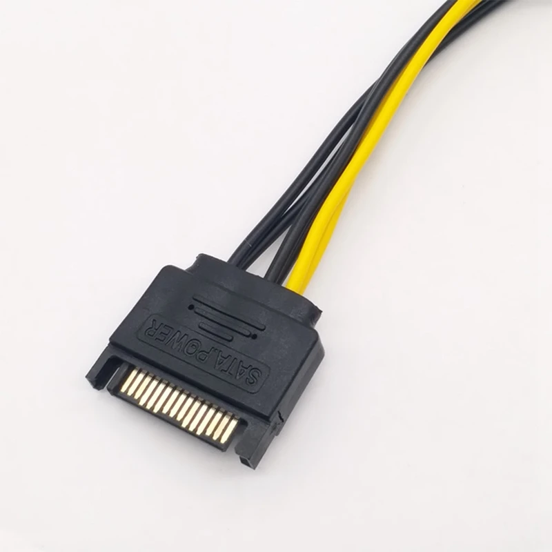 10 Uds. Cable de alimentación PCI-E de 15 pines SATA macho a 8 pines (6 + 2) Cable SATA de 20Cm Cable de 15 pines a 8 pines 18AWG para tarjeta gráfica