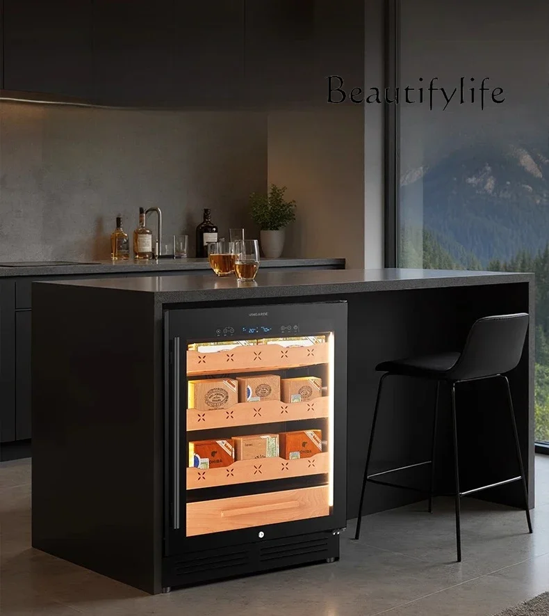 BQ Embedded Constant Temperature And Humidity Household Cigar Cabinet Ammonia Wifi Remote Cedar Wood Moisturizing Cabinet