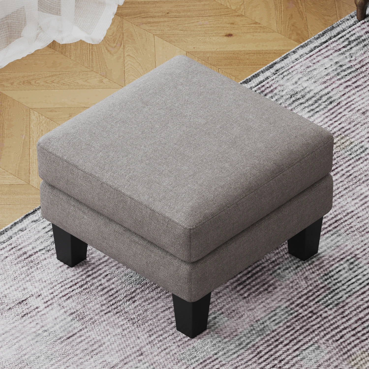 Fabric Ottoman Light Grey