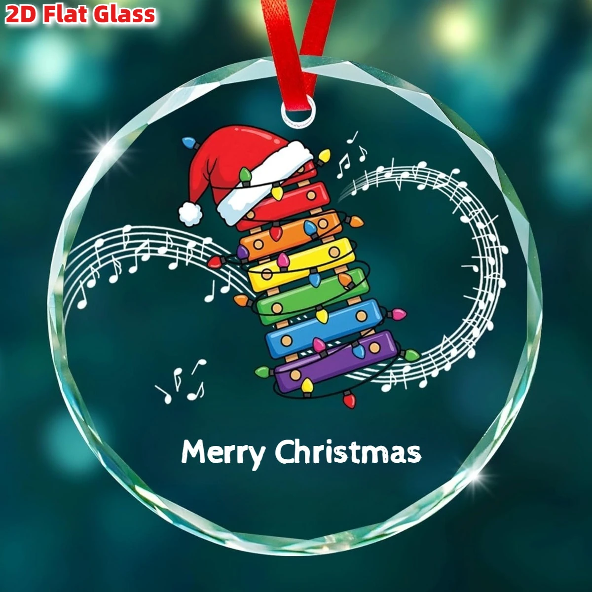 

2D-самолет — украшение в форме стеклянных ключей, рождественское украшение для музыкального инструмента 2025 года, стеклянное украшение для ключей