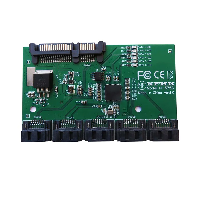 Multi Interface Expansion Adapter Board Card, JMB575, 1 Port SATA to 5 Port, SATA3.0